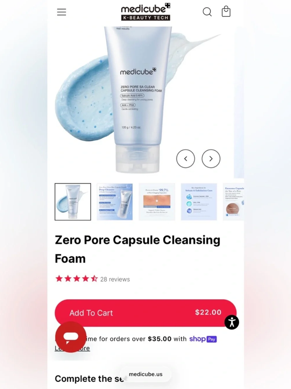 NEW 4.23oz Zero Pore SA Clear Capsule Cleansing Foam - Light Blue